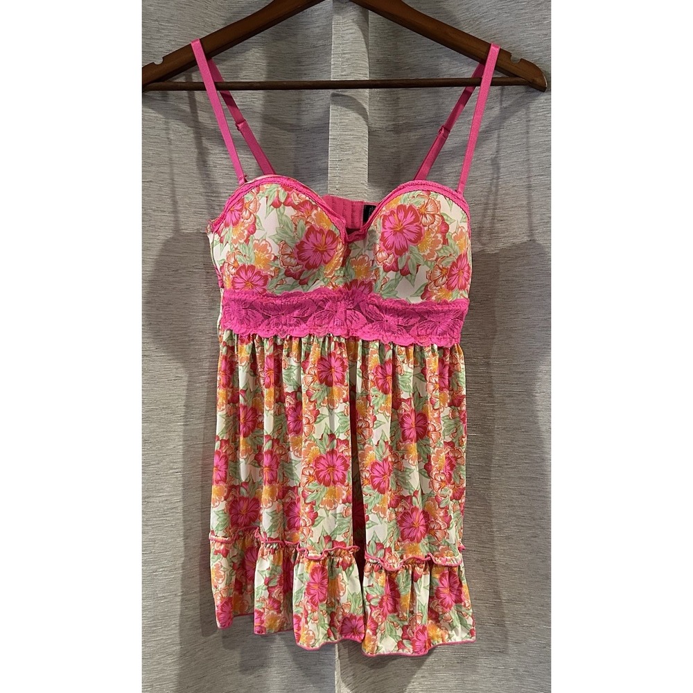 y2k floral Lace babydoll lingerie dress Nightie Size Small